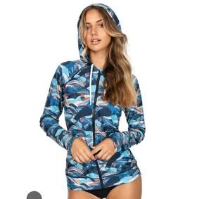 AXESEA Women's Hoodie & Rash Guard; long sleeve; full zip; Swim shirt size M
